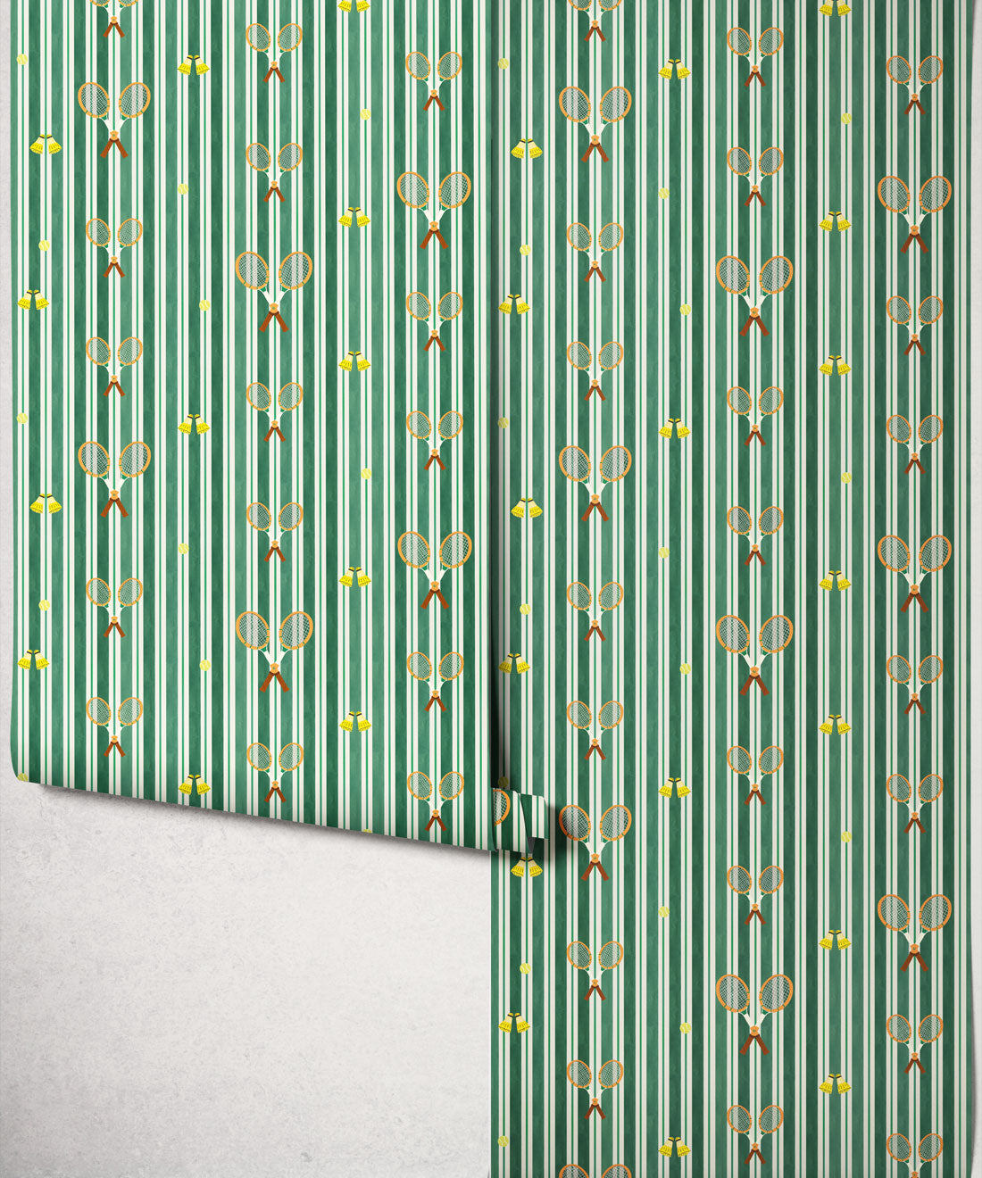 The Tennis Club Stripe Wallpaper, Kelp Green