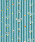 The Tennis Club Stripe Wallpaper, Lagoon Blue