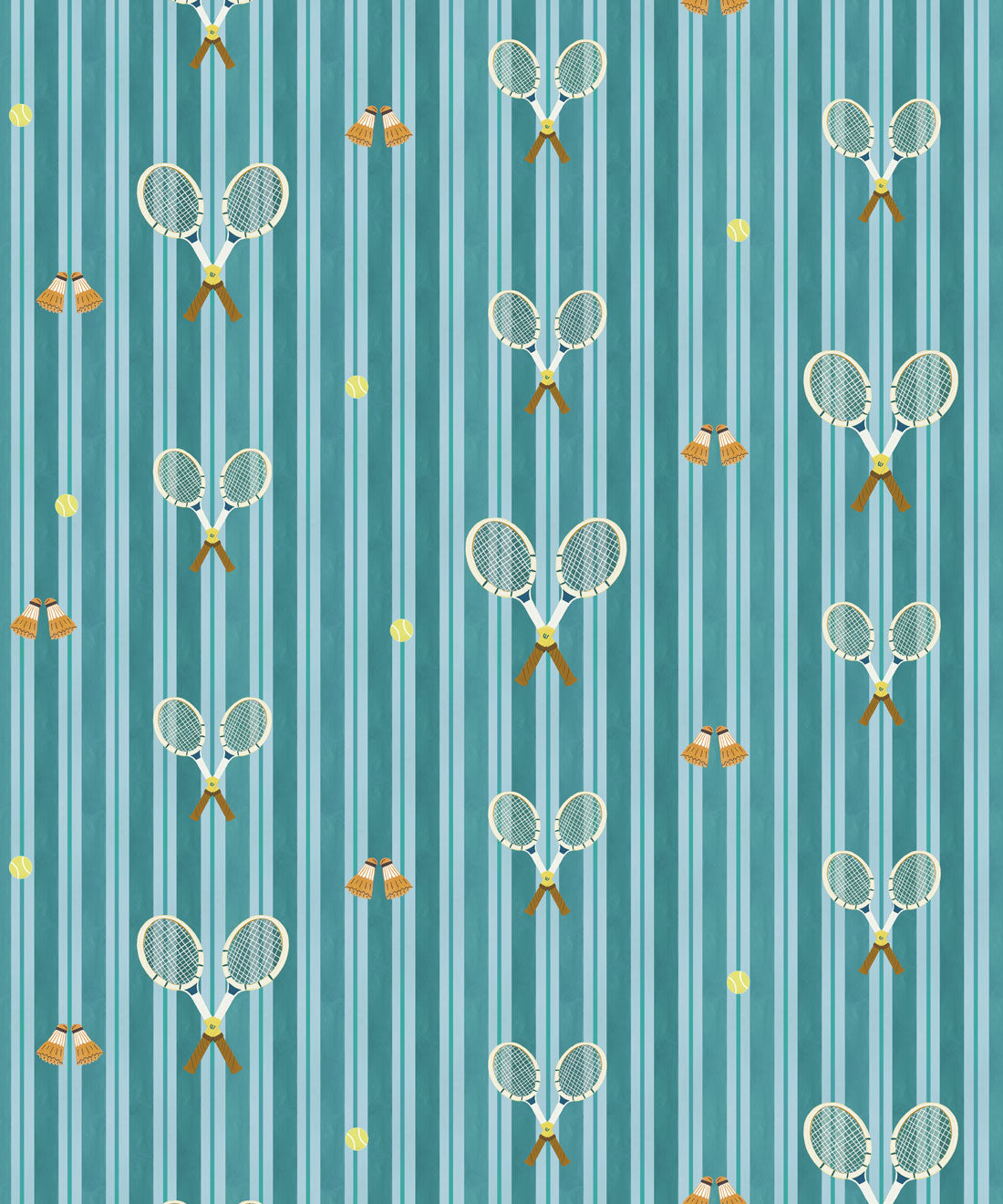 The Tennis Club Stripe Wallpaper, Lagoon Blue