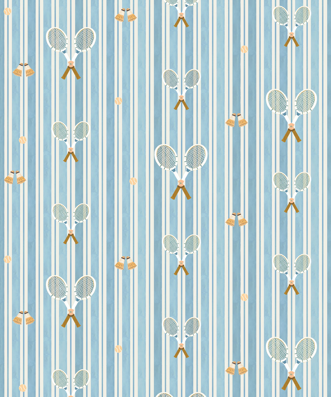 The Tennis Club Stripe Wallpaper, Powder Blue