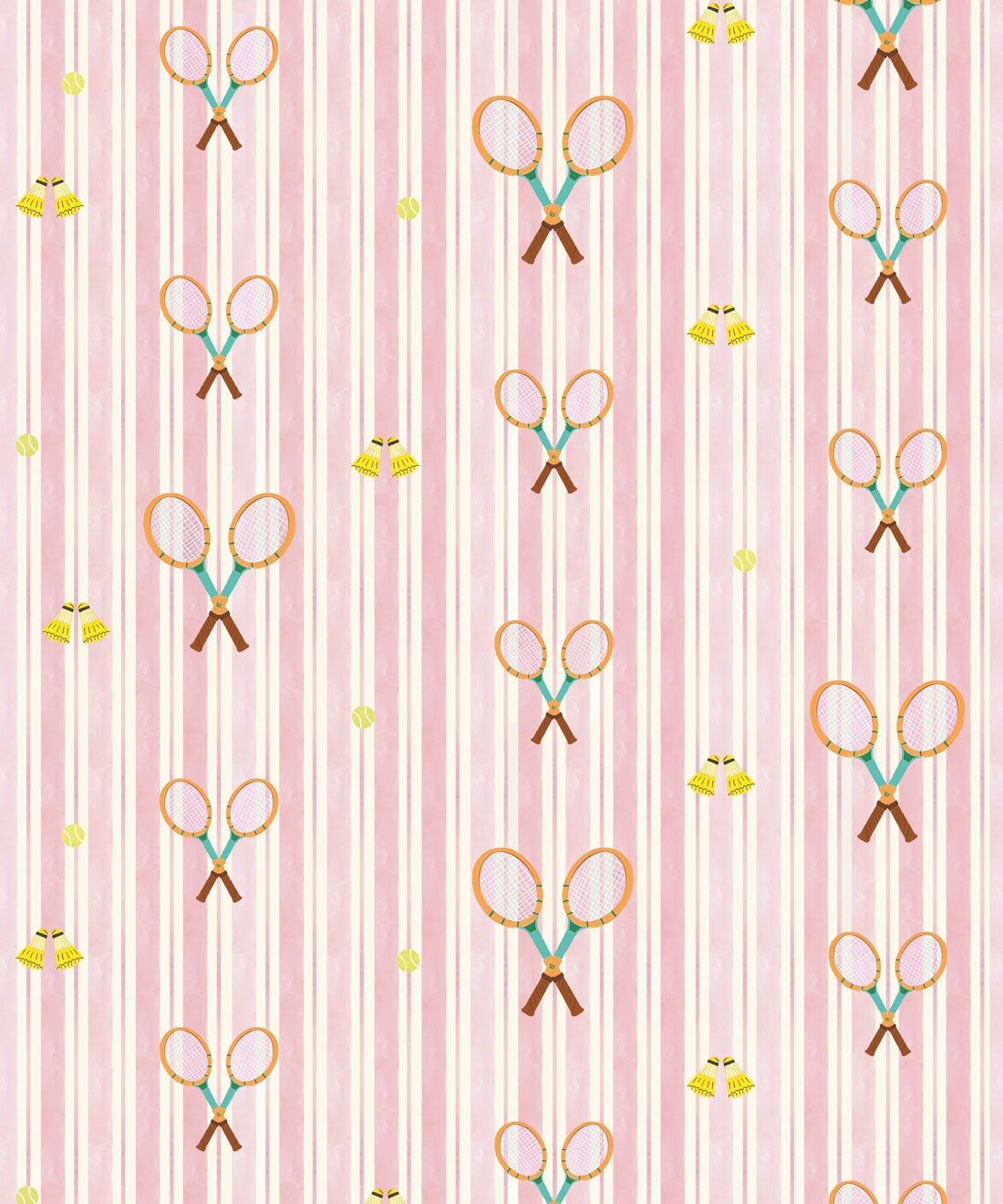 The Tennis Club Stripe Wallpaper, Petal Pink