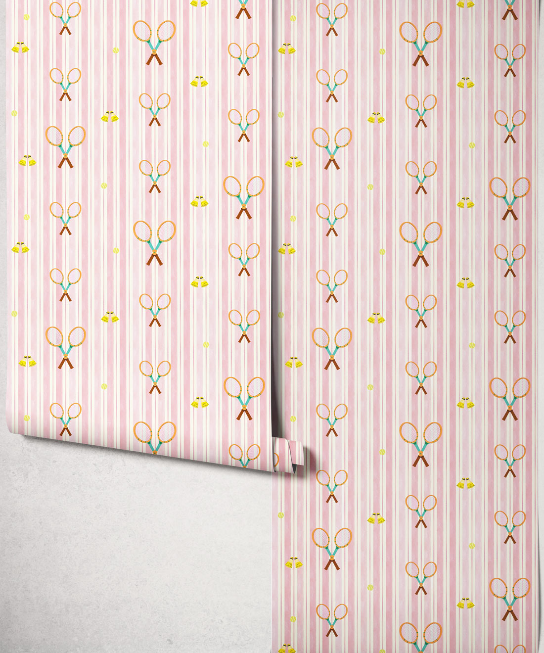 The Tennis Club Stripe Wallpaper, Petal Pink