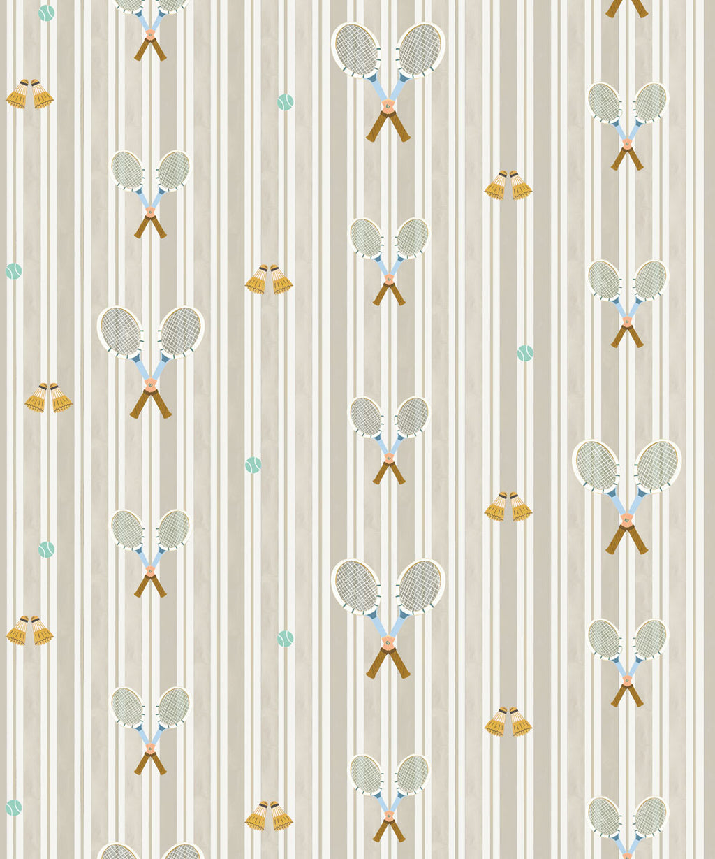 The Tennis Club Stripe Wallpaper, Shell
