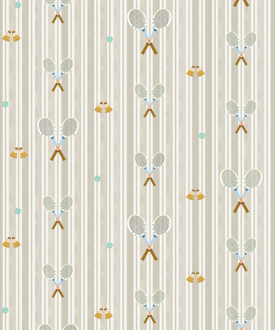 The Tennis Club Stripe Wallpaper, Shell