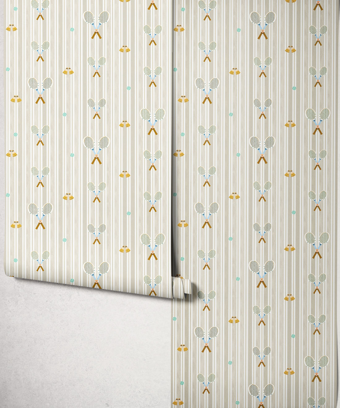 The Tennis Club Stripe Wallpaper, Shell
