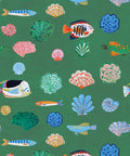 Seaside Treasures Wallpaper, Kelp Green