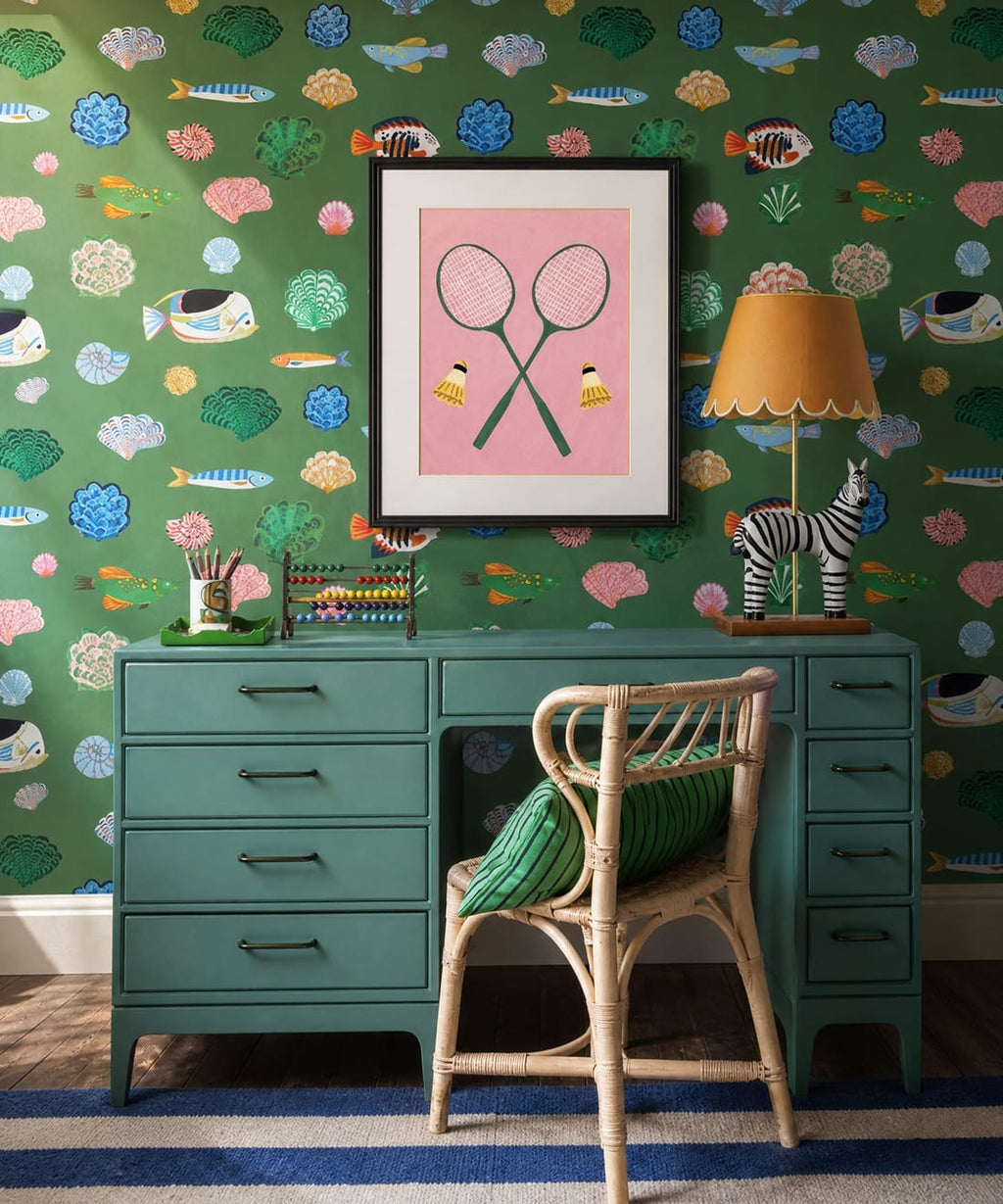 Seaside Treasures Wallpaper, Kelp Green
