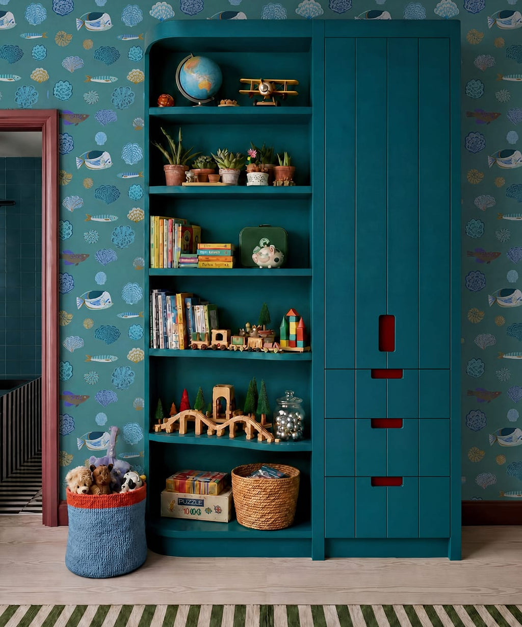 Seaside Treasures Wallpaper, Lagoon Blue
