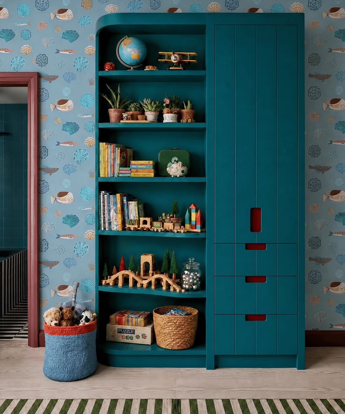 Seaside Treasures Wallpaper, Lagoon Blue