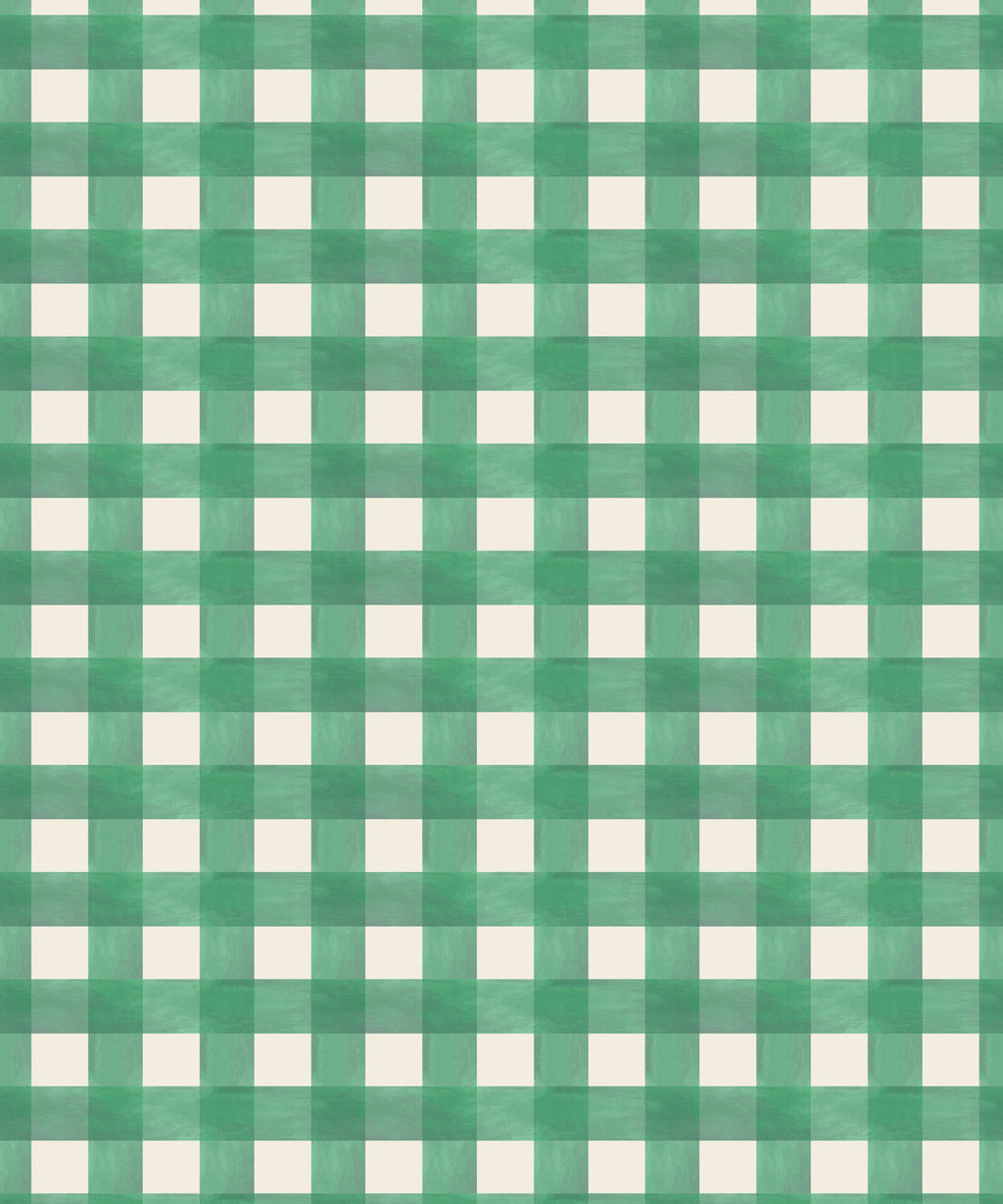 Clubhouse Check Wallpaper, Kelp Green
