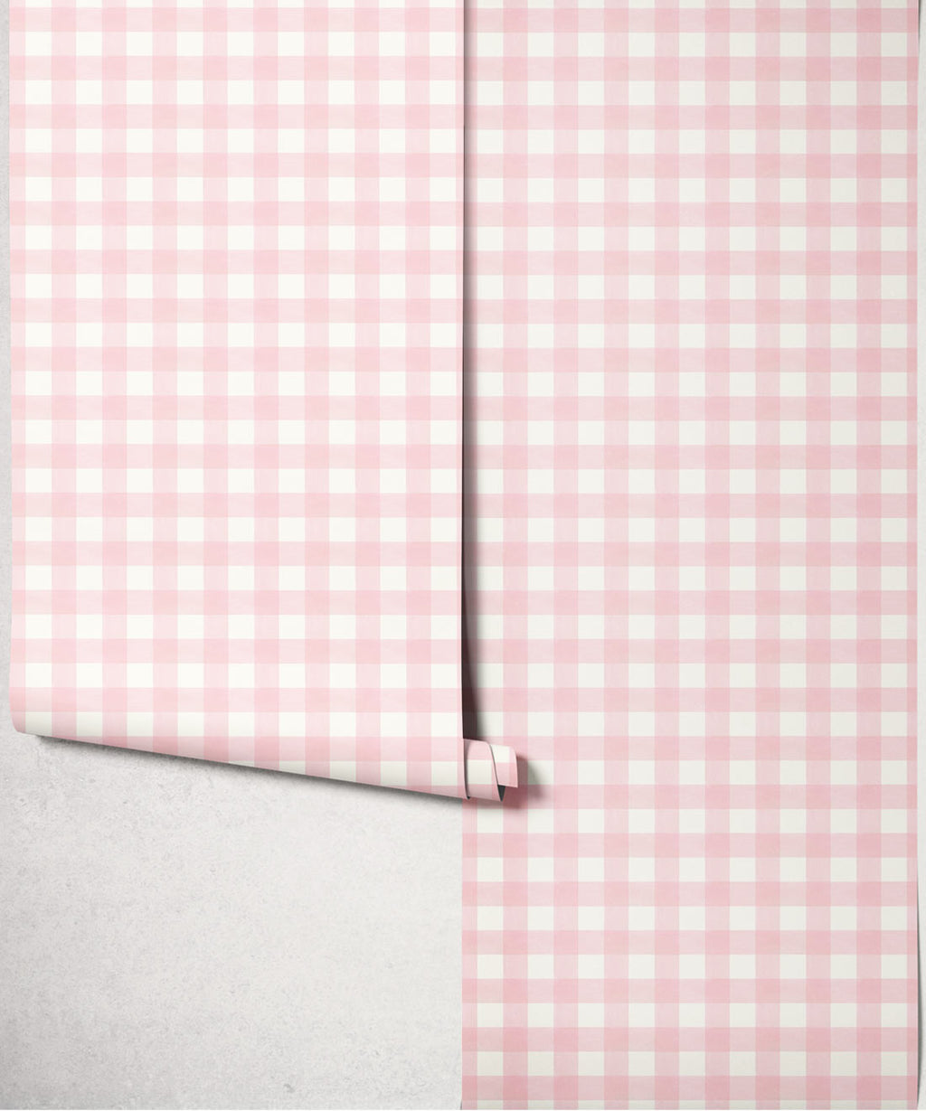 Clubhouse Check Wallpaper, Petal Pink