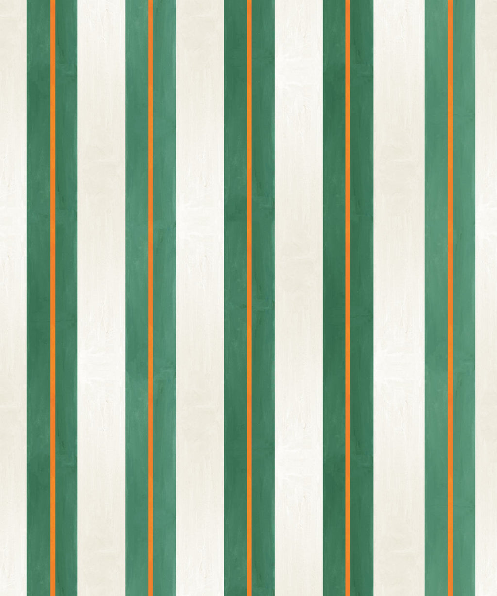 Junior Stripe Wallpaper, Kelp Green