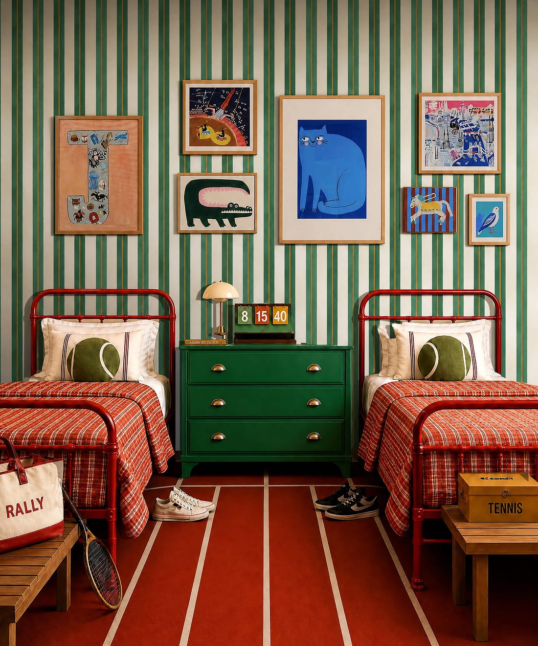 Junior Stripe Wallpaper, Kelp Green