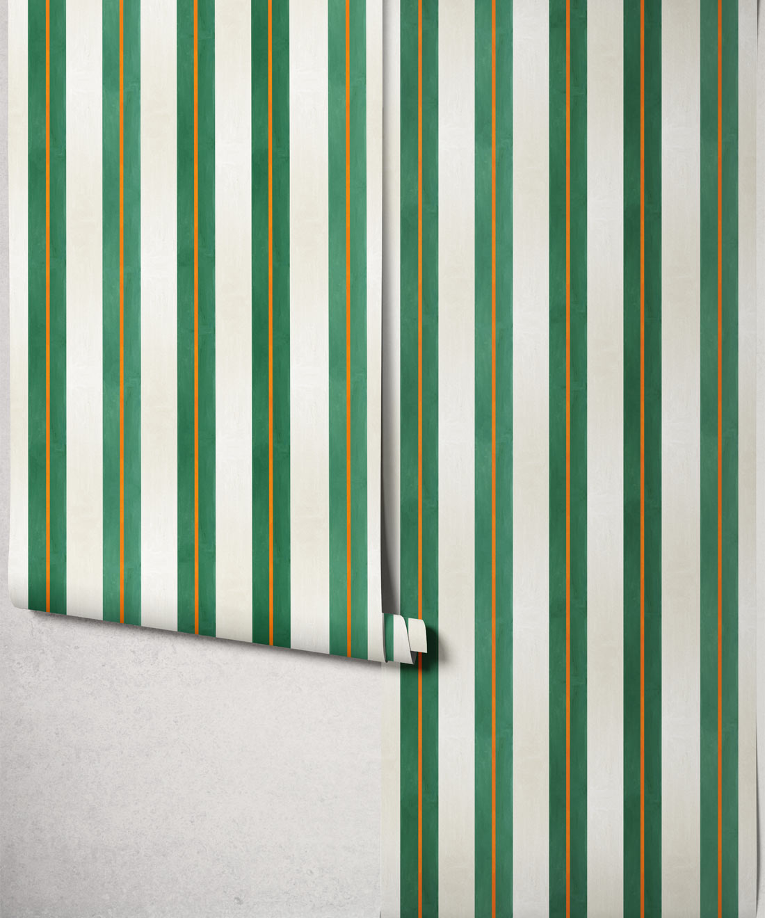 Junior Stripe Wallpaper, Kelp Green