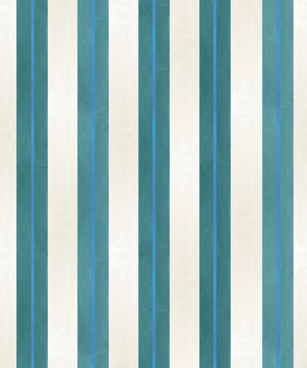 Junior Stripe Wallpaper, Lagoon Blue