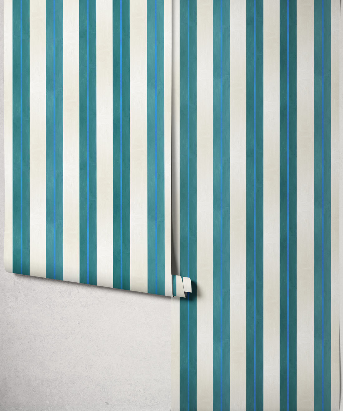 Junior Stripe Wallpaper, Lagoon Blue