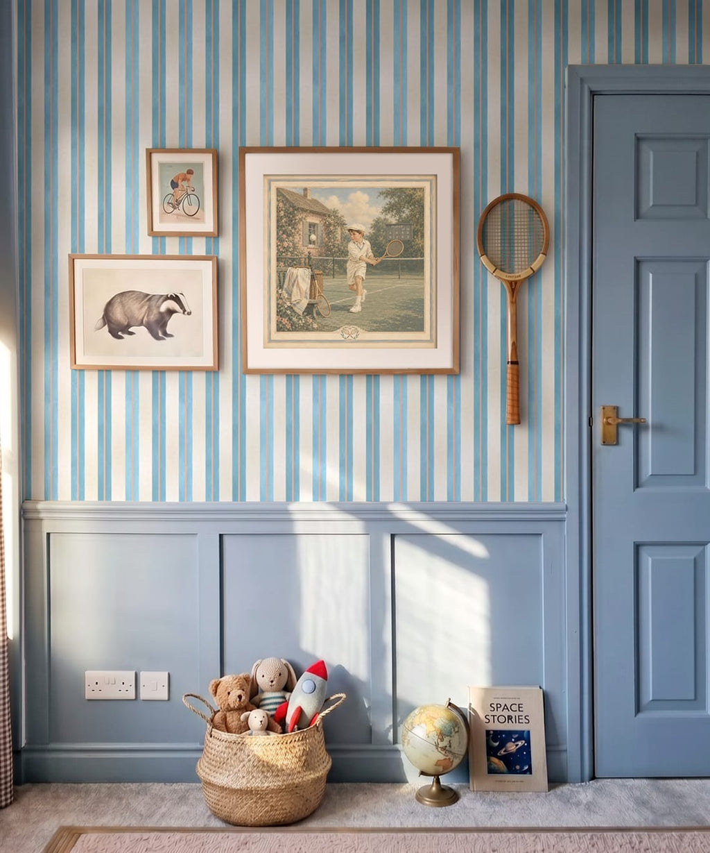 Junior Stripe Wallpaper, Powder Blue