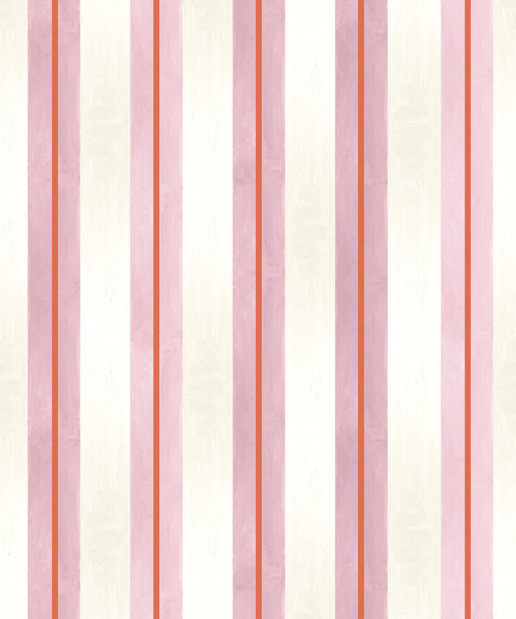 Junior Stripe Wallpaper, Petal Pink