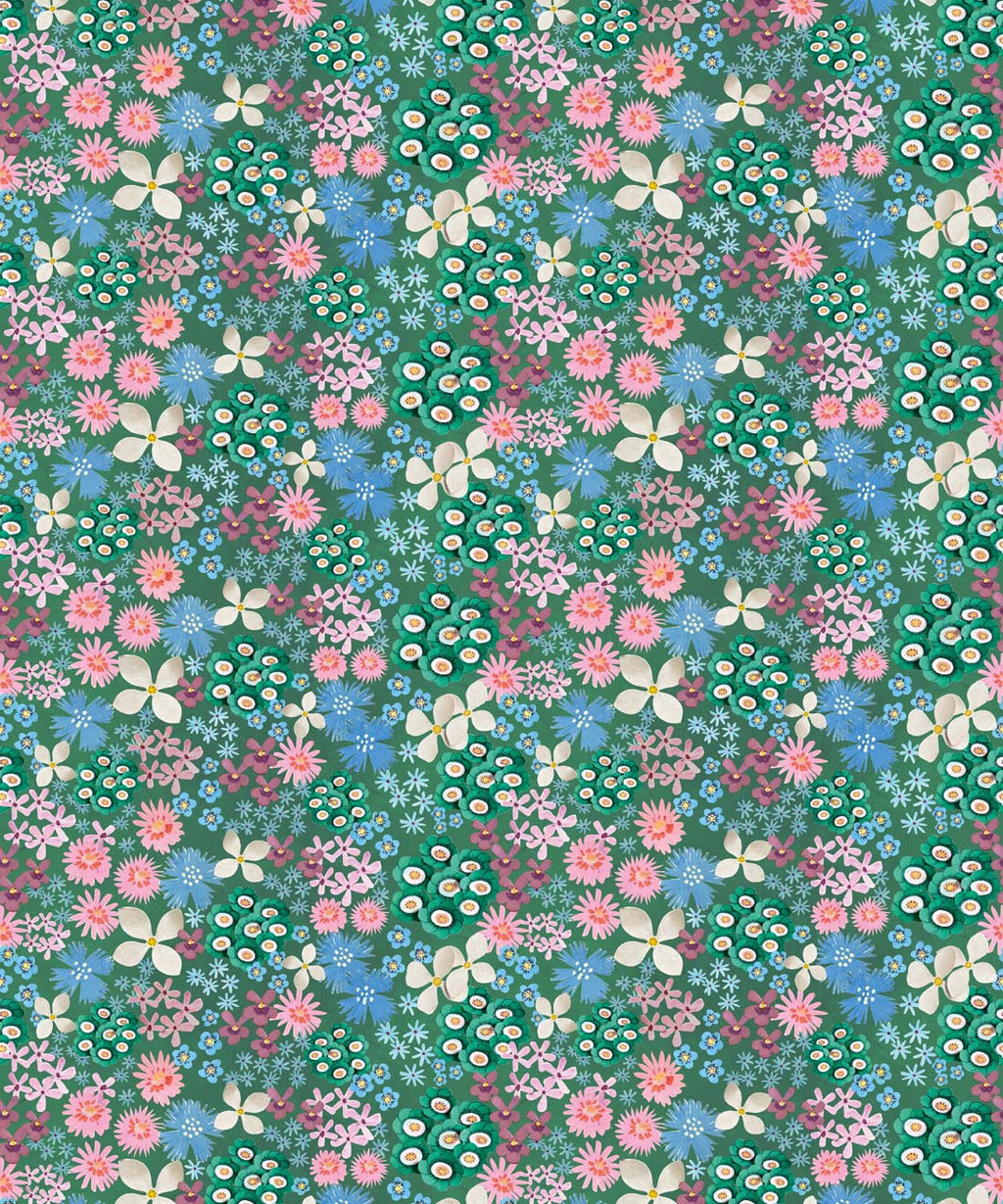 Meadow Confetti Wallpaper, Kelp Green