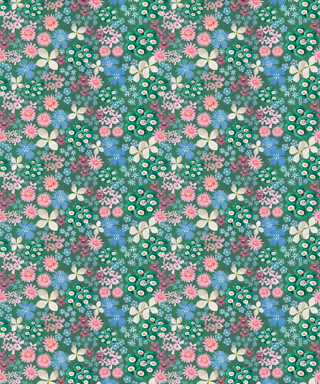 Meadow Confetti Wallpaper, Kelp Green