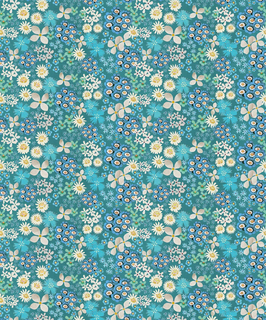 Meadow Confetti Wallpaper, Lagoon Blue