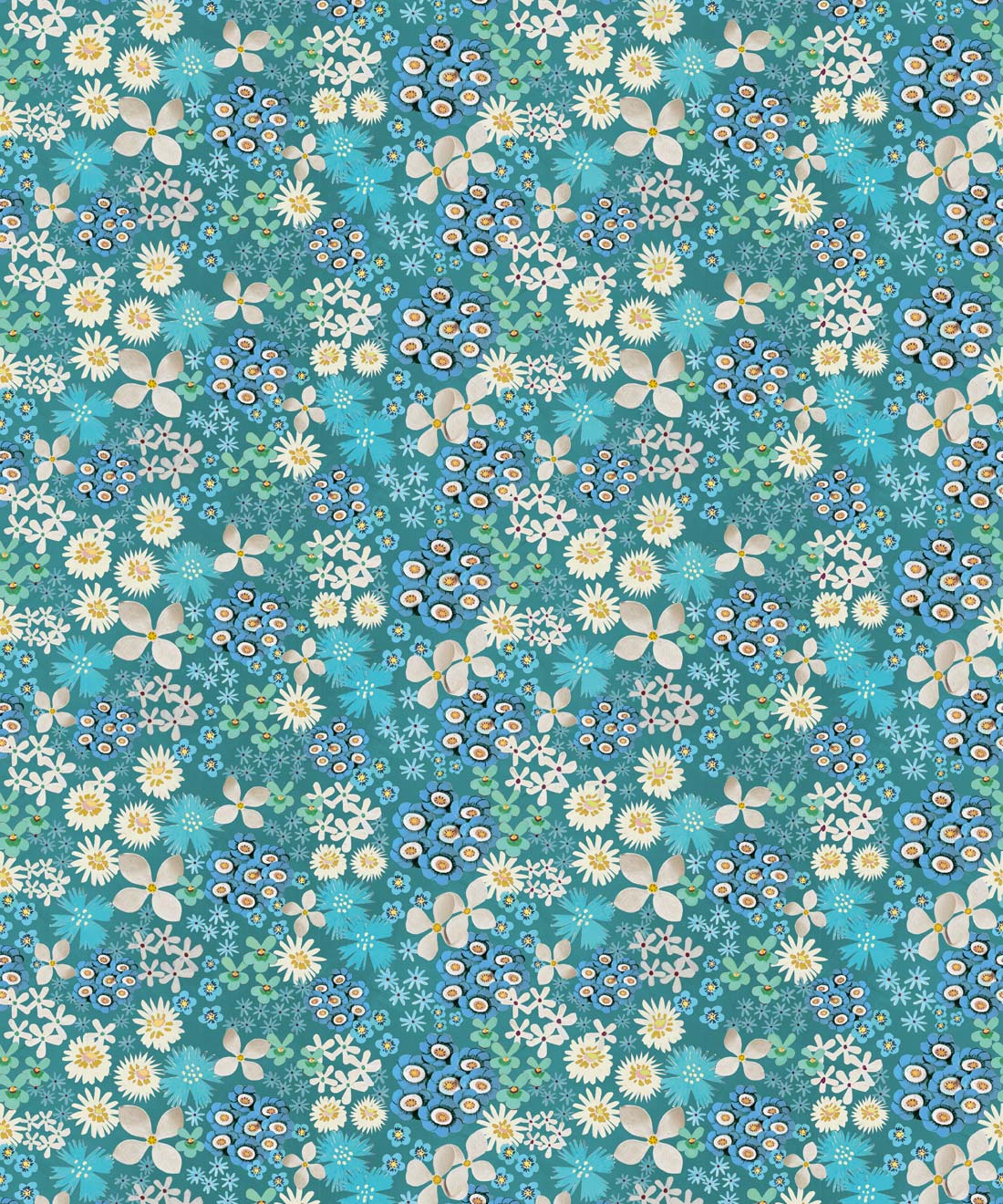 Meadow Confetti Wallpaper, Lagoon Blue