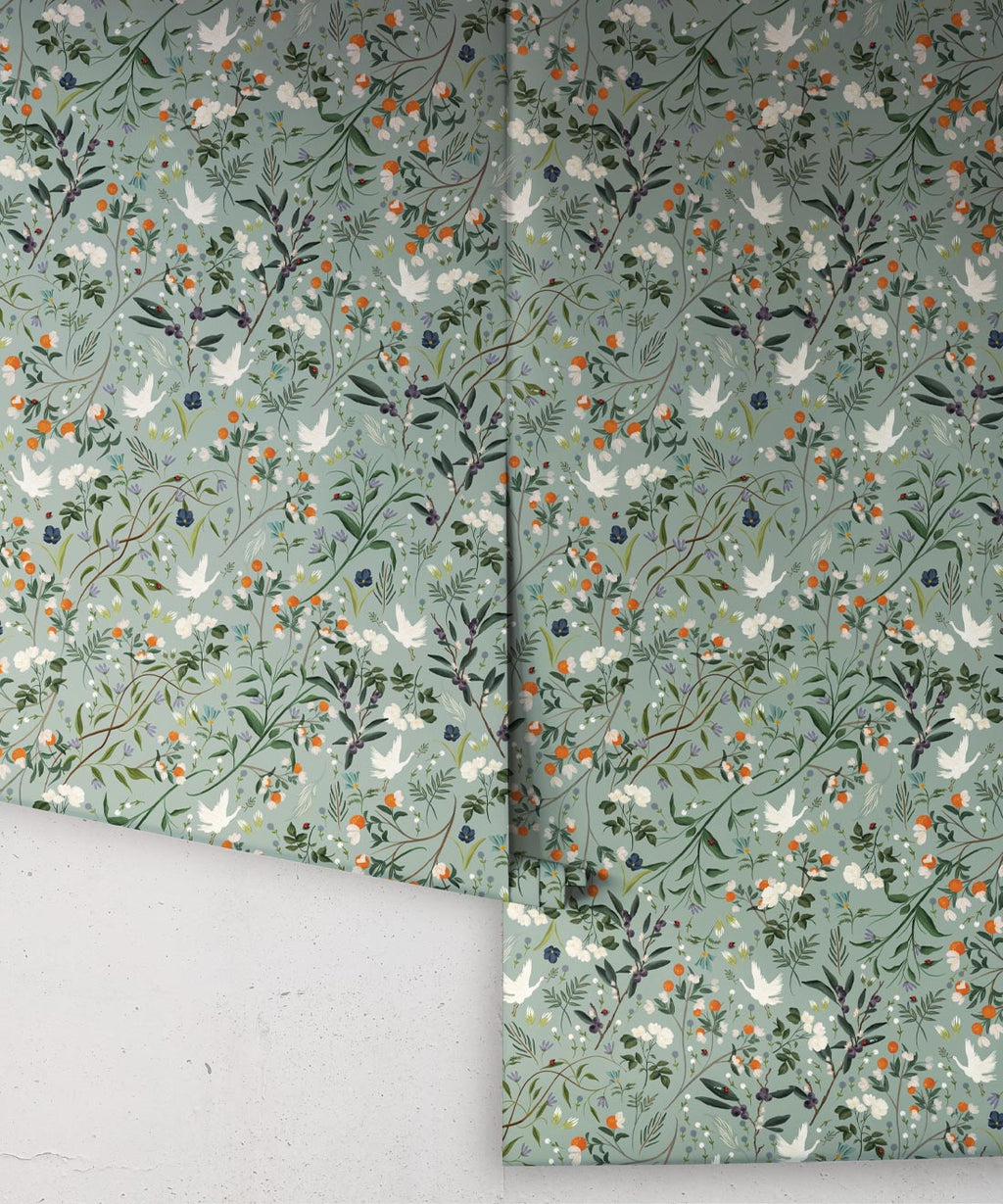 Bespoke Cranes Wallpaper, Blue