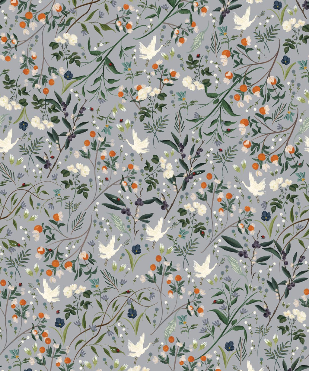 Bespoke Cranes Wallpaper, Lilac