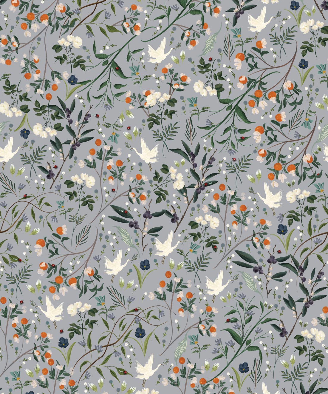 Bespoke Cranes Wallpaper, Lilac