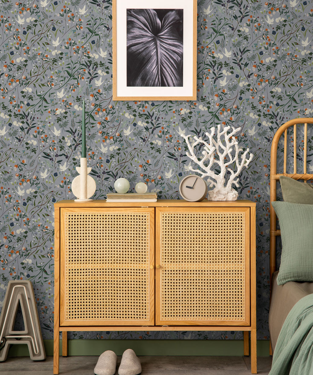 Bespoke Cranes Wallpaper, Lilac