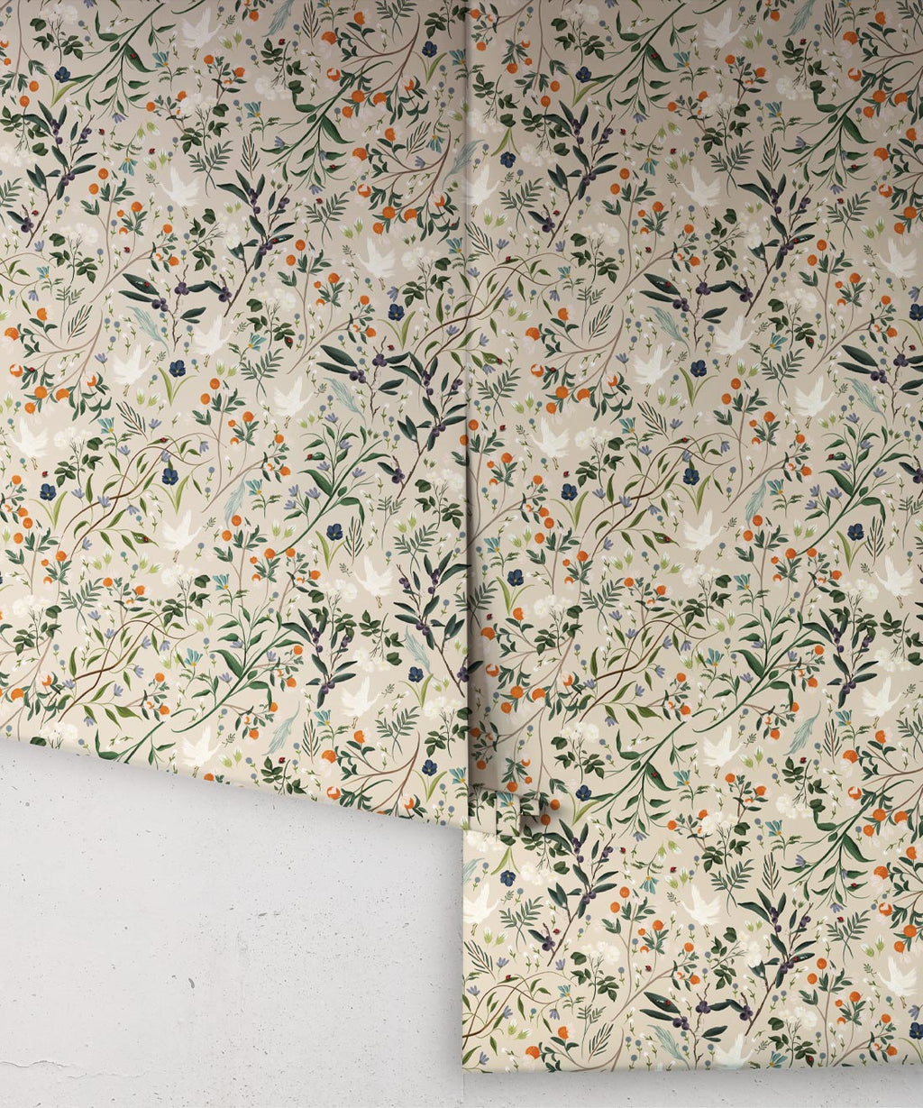 Bespoke Cranes Wallpaper, Oatmeal