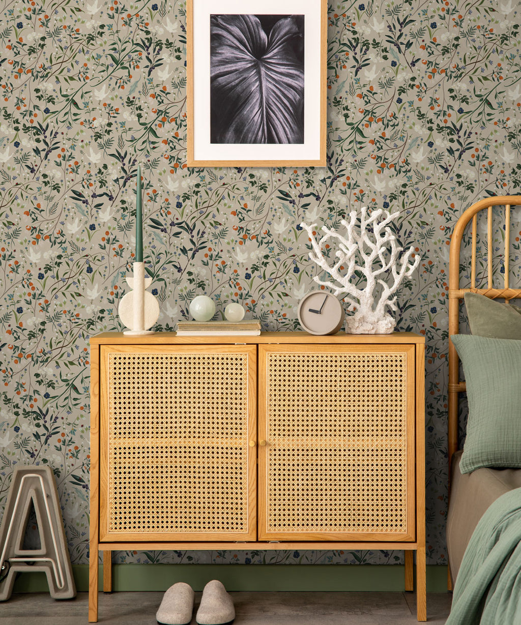 Bespoke Cranes Wallpaper, Oatmeal