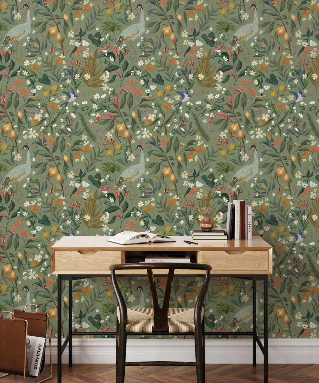 Balearic Cranes Wallpaper, Sage