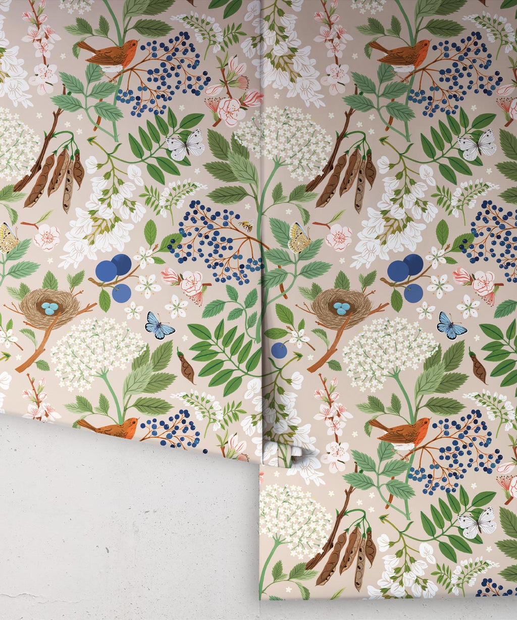 Flowering Trees Wallpaper, Linen
