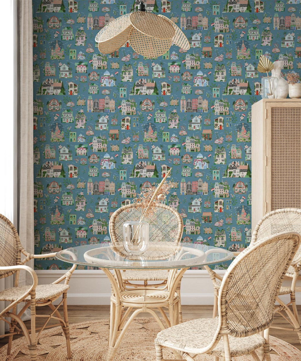 Around The World Wallpaper, French Blue