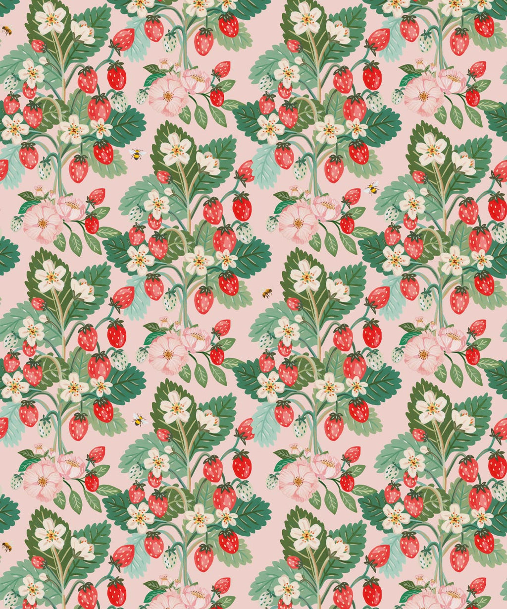 Strawberries Wallpaper, Blush