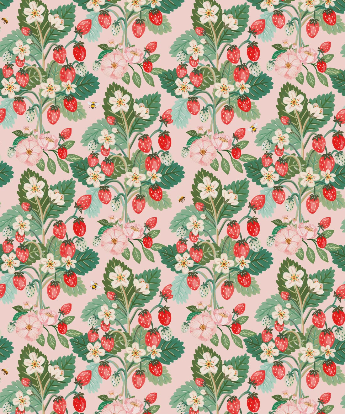 Strawberries Wallpaper, Blush