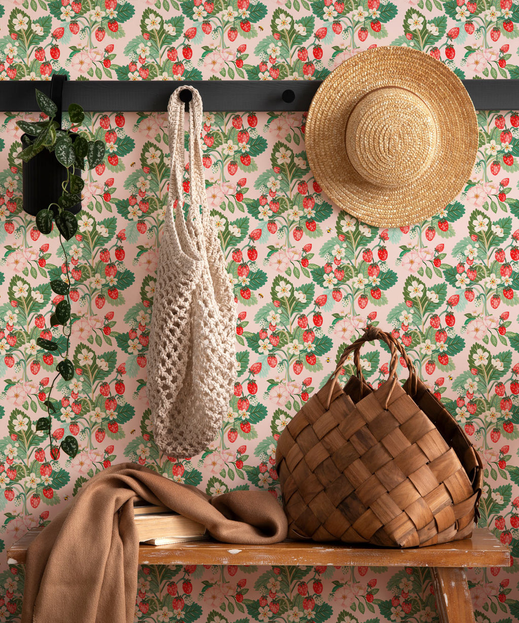 Strawberries Wallpaper, Blush