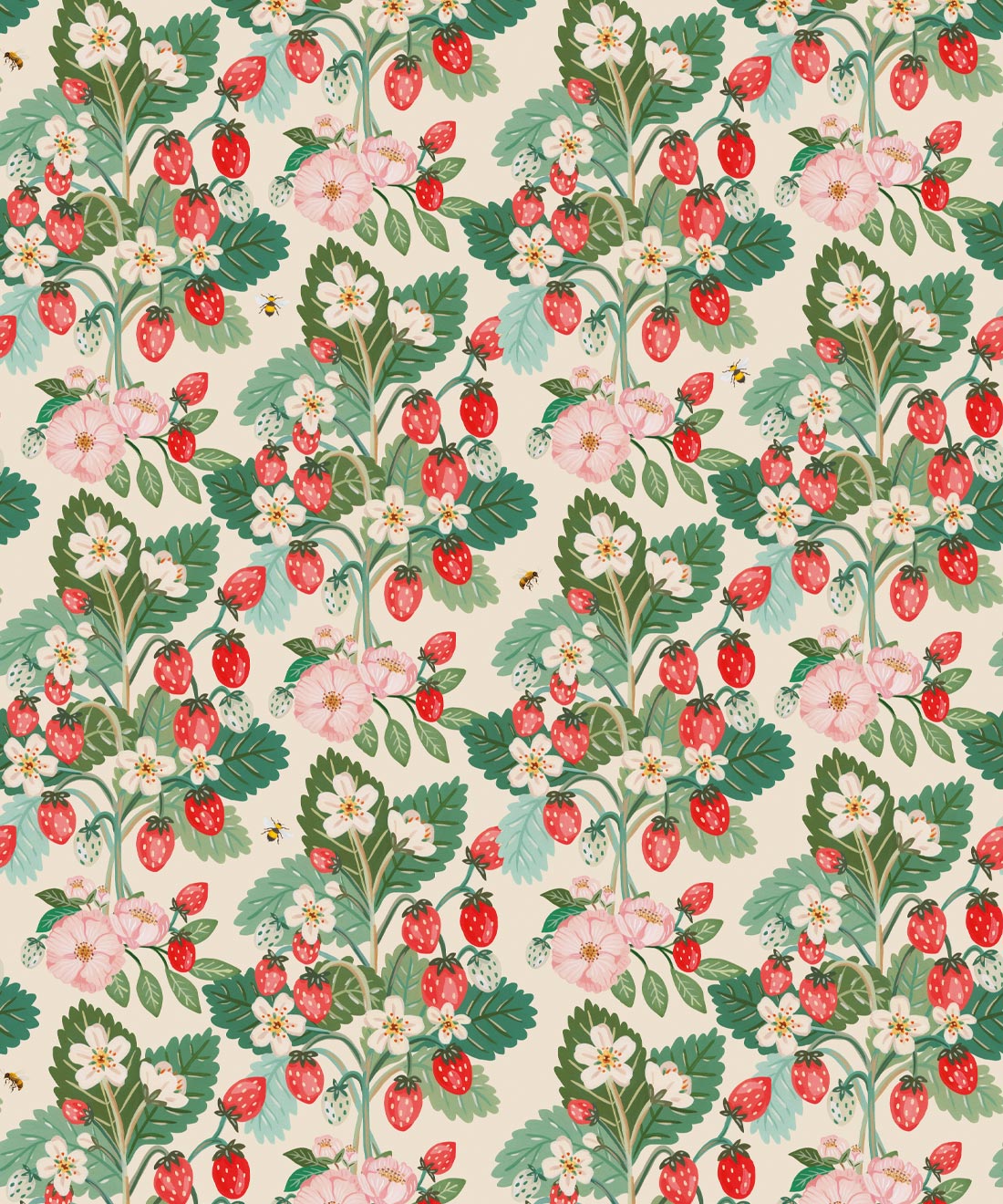 Strawberries Wallpaper, Linen