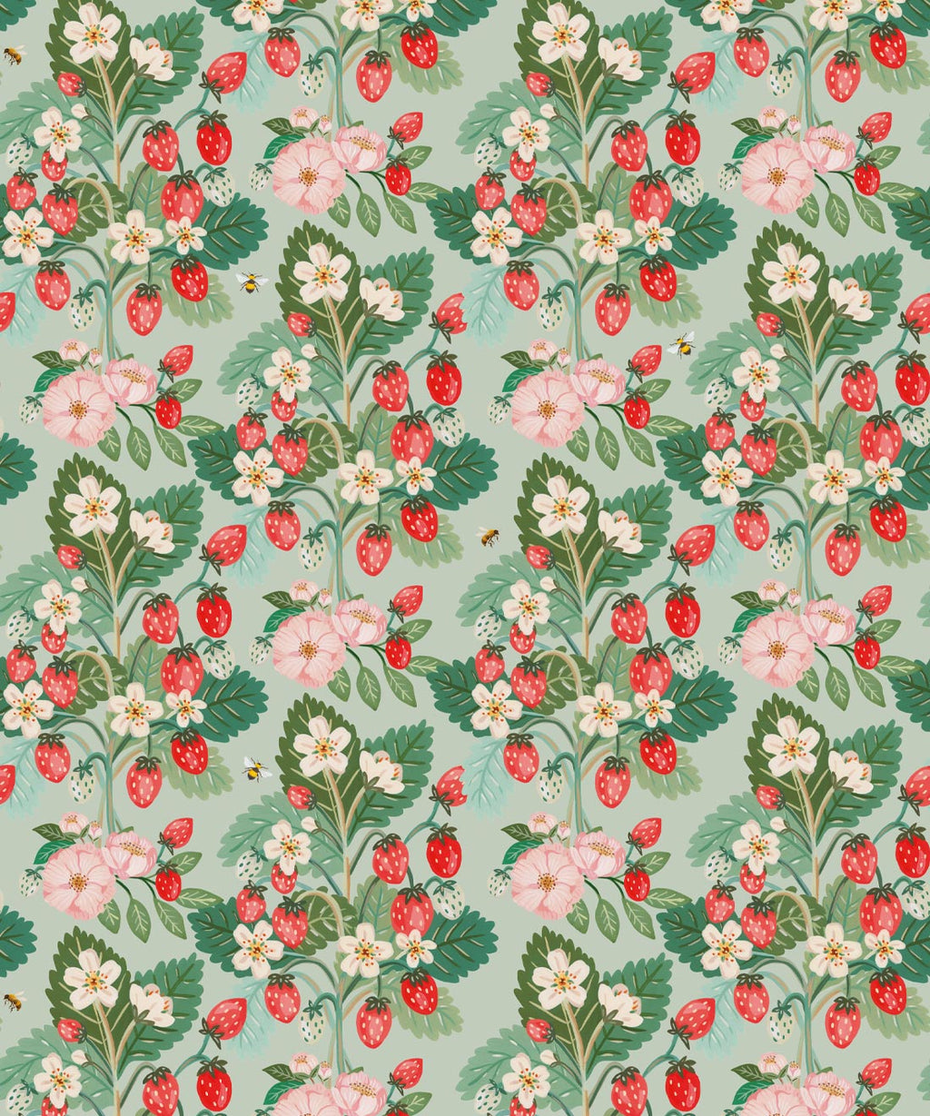 Strawberries Wallpaper, Mint