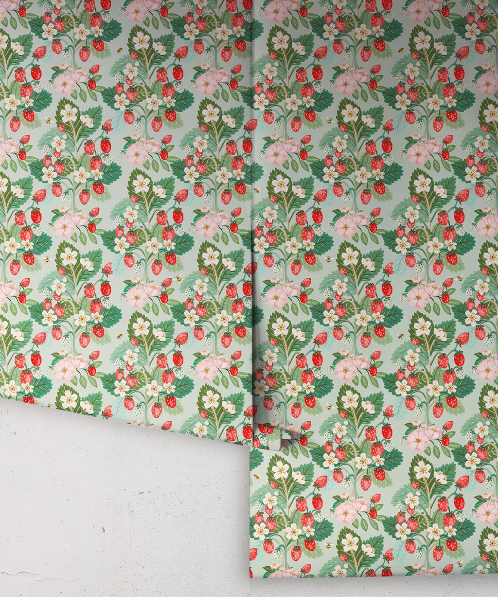 Strawberries Wallpaper, Mint