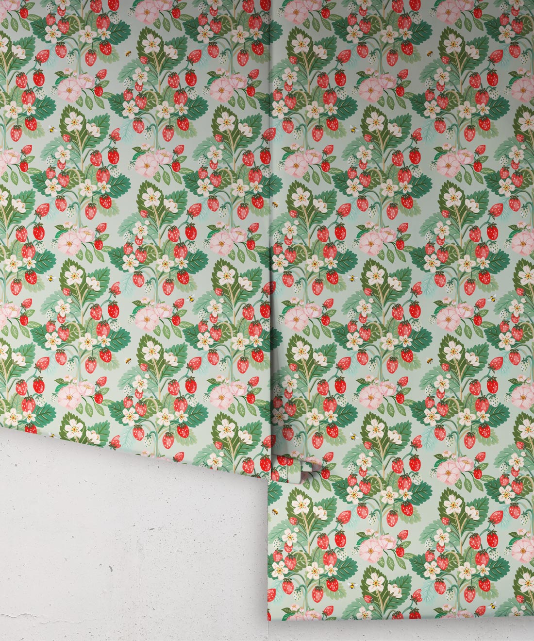 Strawberries Wallpaper, Mint