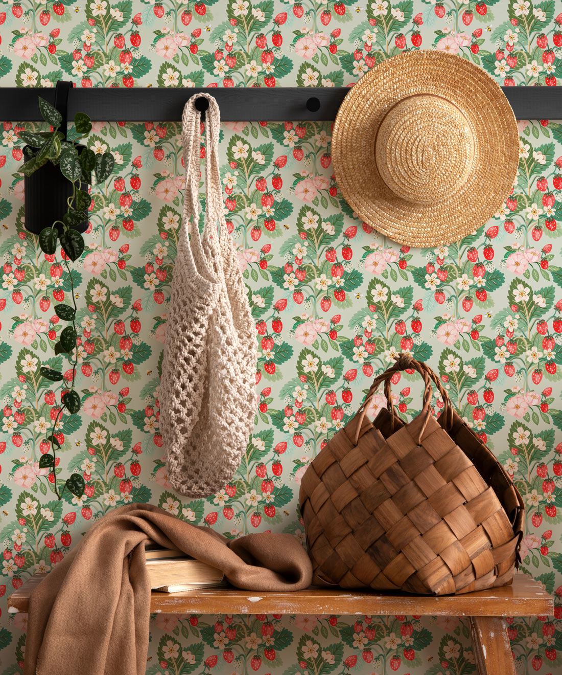 Strawberries Wallpaper, Mint