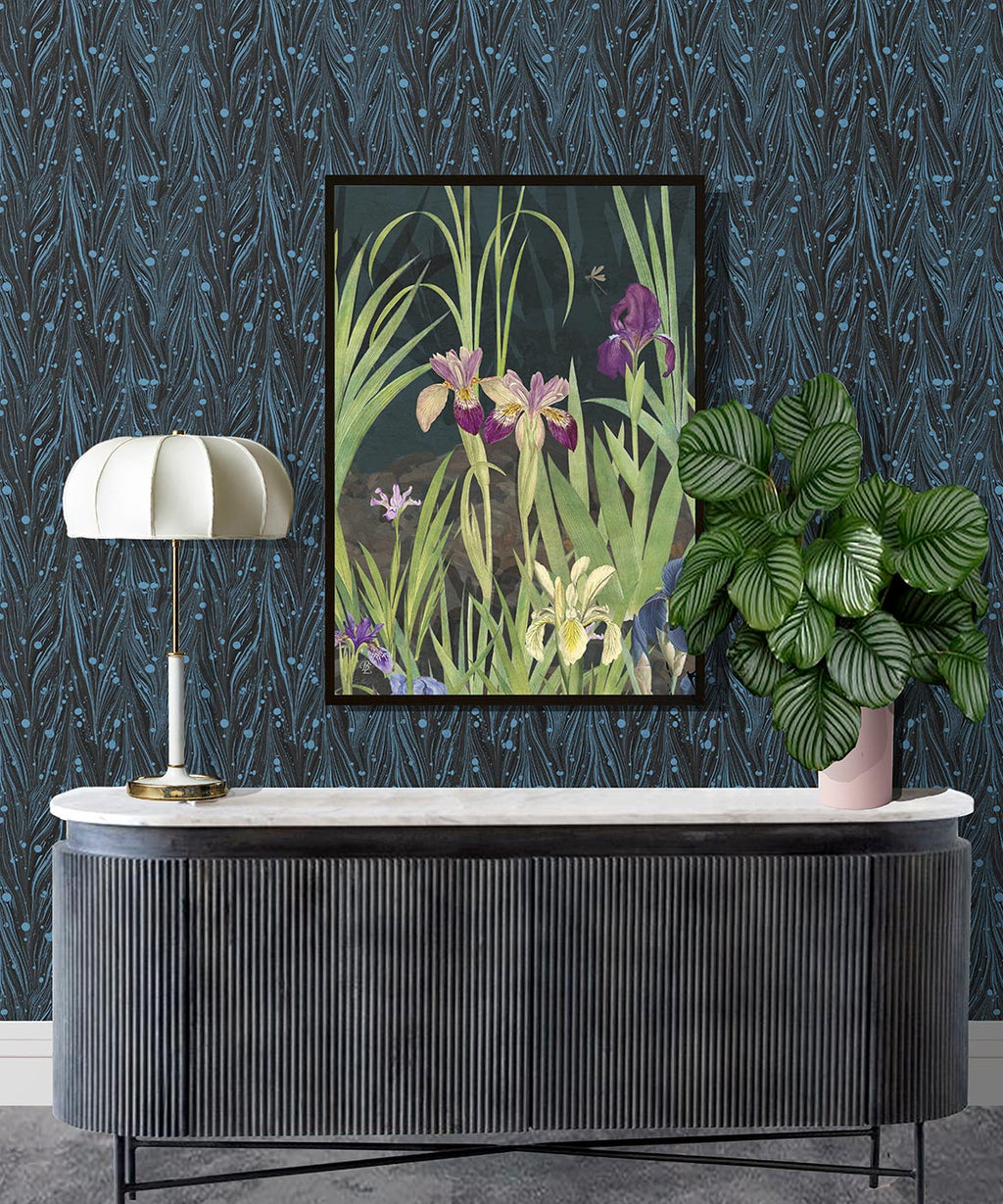 Antique Straight Wallpaper, Charcoal