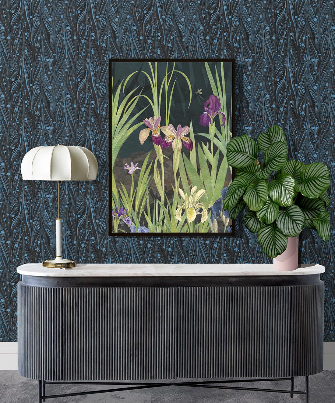 Antique Straight Wallpaper, Charcoal