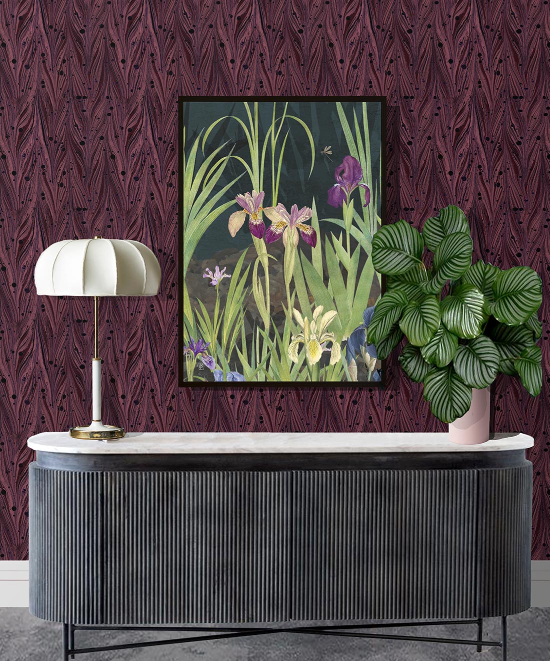 Antique Straight Wallpaper, Garnet
