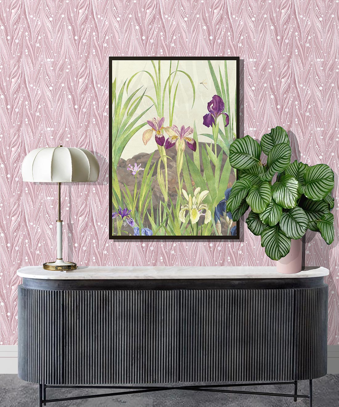 Antique Straight Wallpaper, Pink