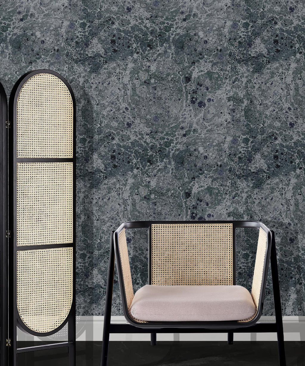 Rock Marbling Wallpaper, Charcoal