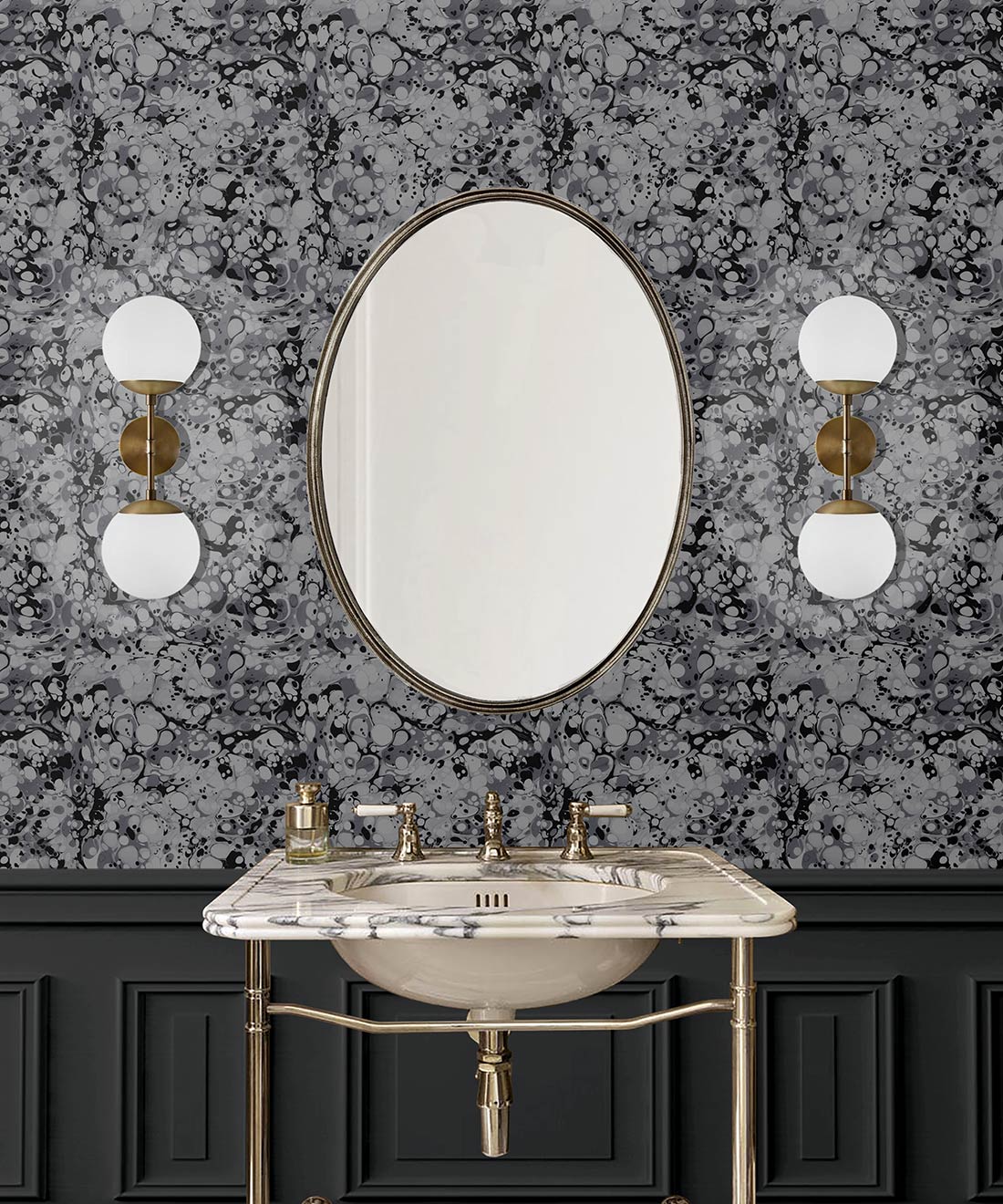 Rock Marbling Wallpaper, Charcoal