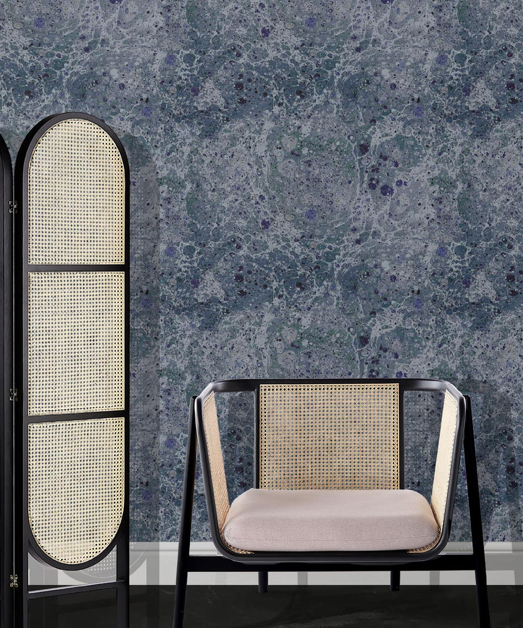 Rock Marbling Wallpaper, Navy